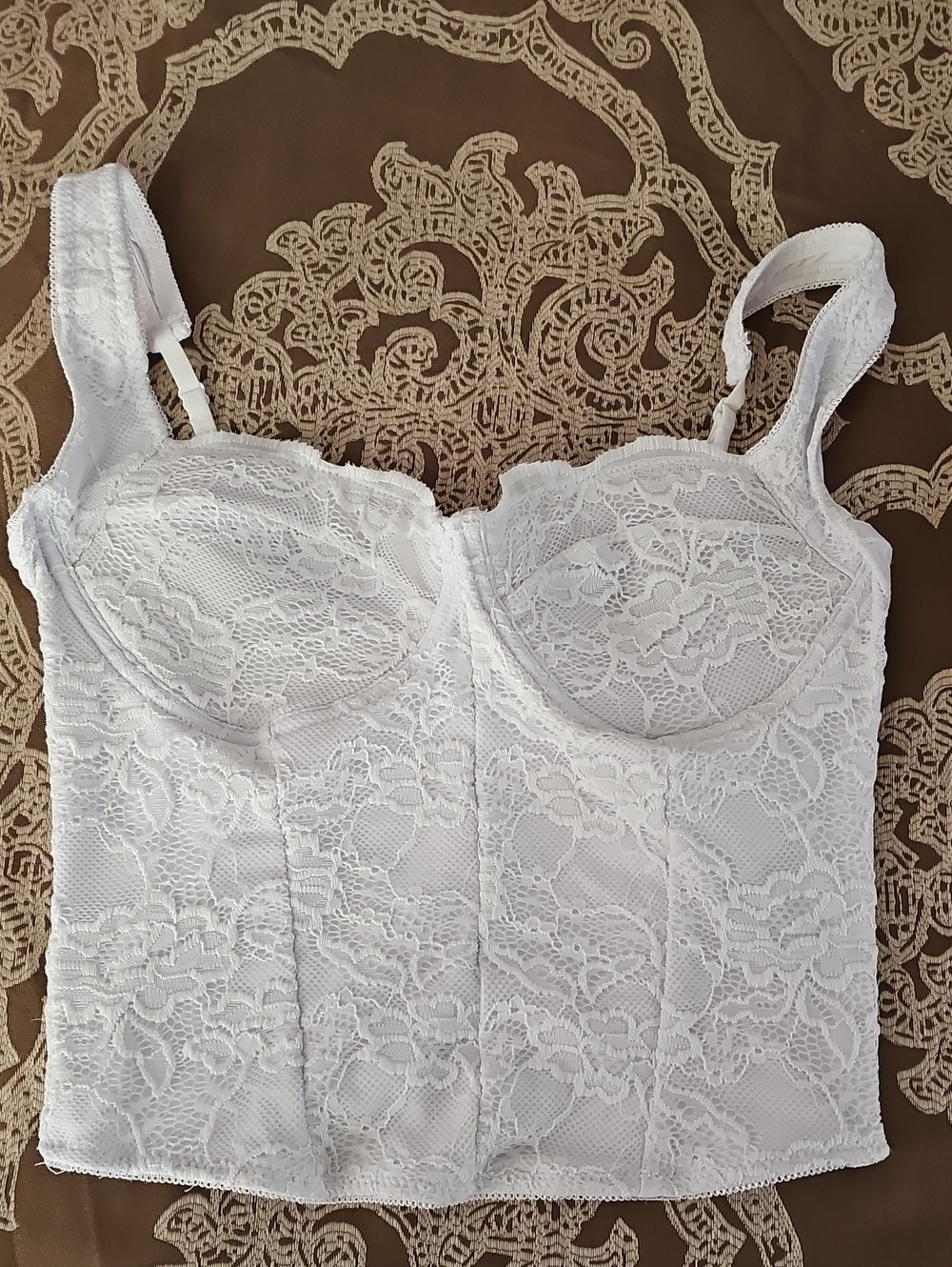 ReoRia White Lace Longline Bustier